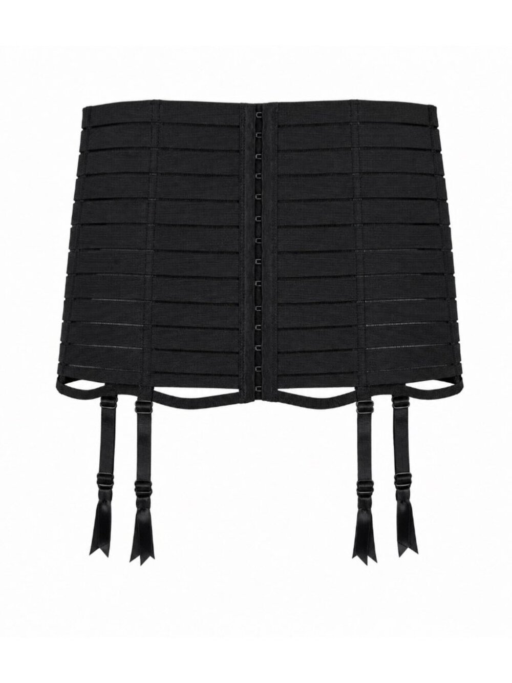 Ohlala Cheri Black Bandage Garter Belt With Adjustable Straps Hook & Eye Closure